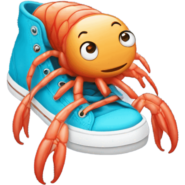 Shrimp wearing cool shoes emoji