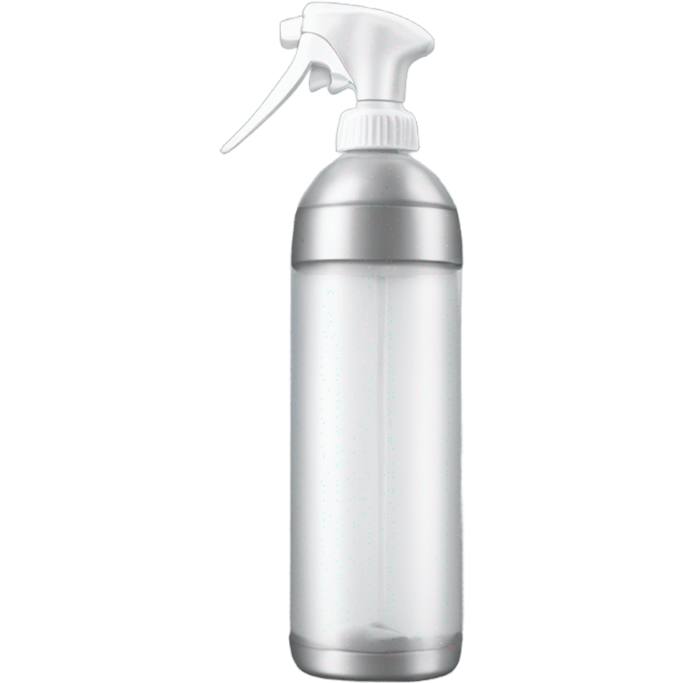 A handheld plastic spray bottle with a transparent container, featuring a long, thin stainless steel nozzle extending from the front of a white handle. emoji