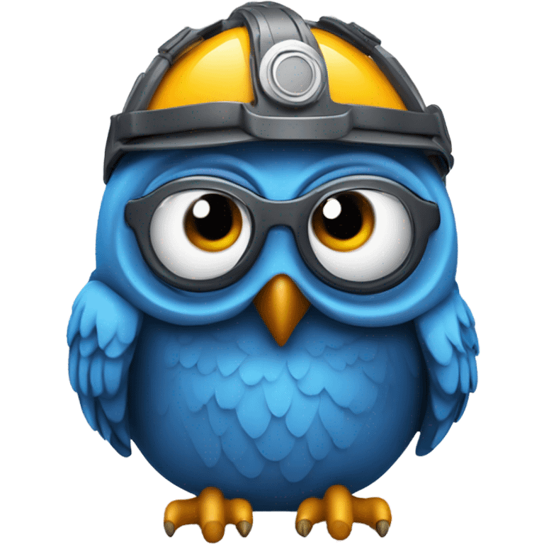 Blue owl wearing novelty drinking helmet  emoji