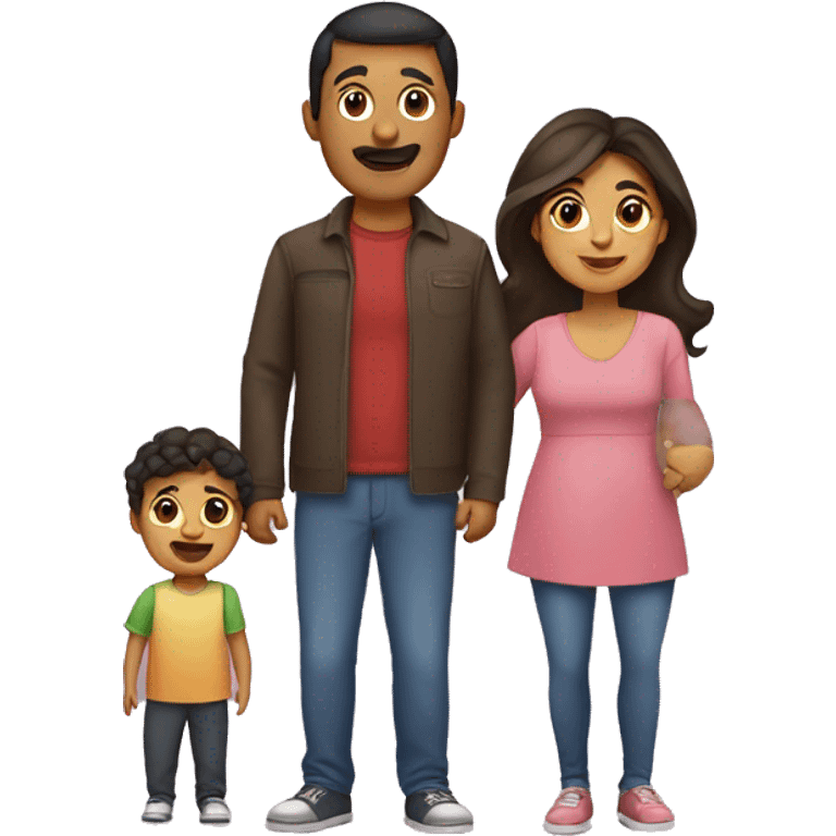 Hispanic mom, dad, little girl and baby boy emoji