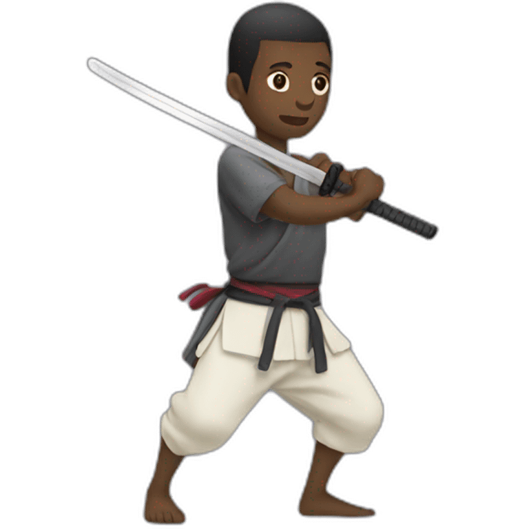 Black Guy using Japanese Katana emoji