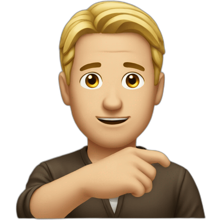 A men pointing his chin emoji