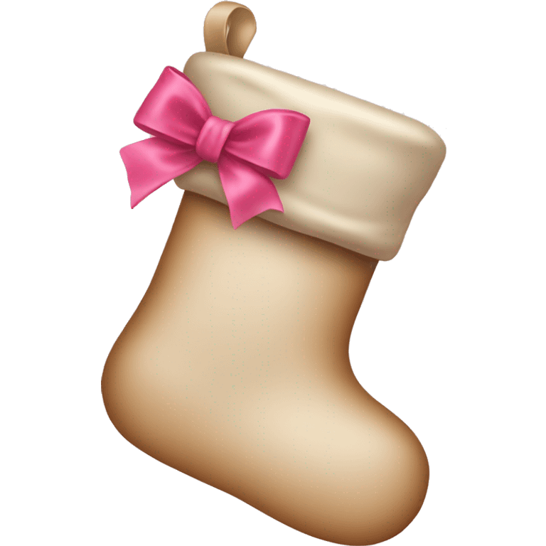 Beige Christmas stockings with pink bow on top emoji