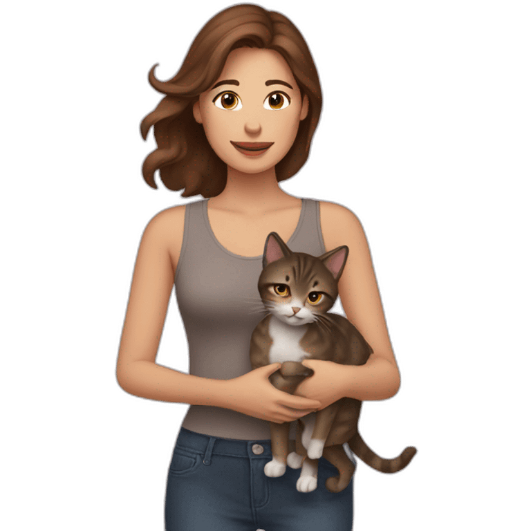 woman with brown hair carrying two cats emoji