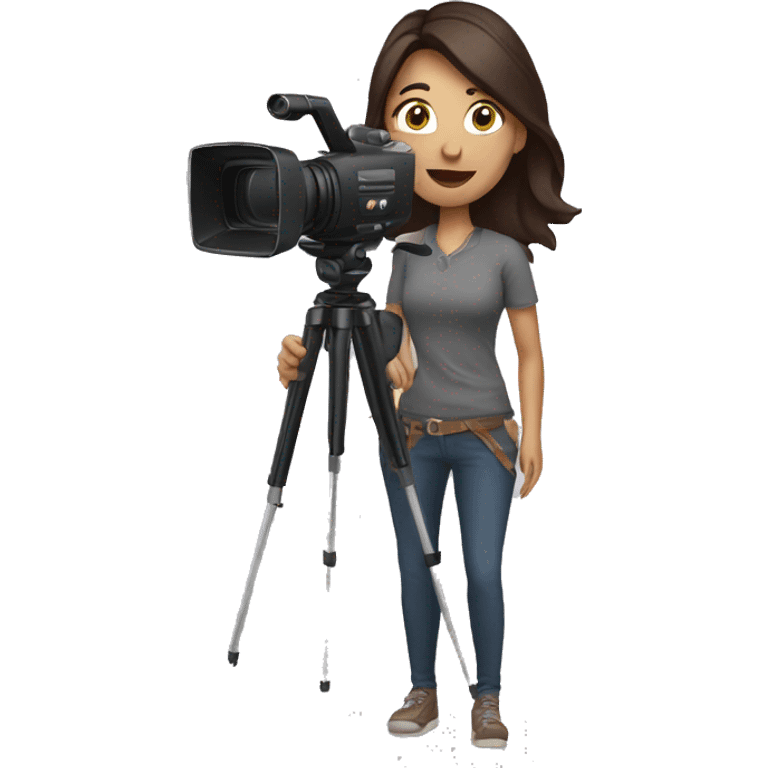 Brunette Woman with video camera emoji