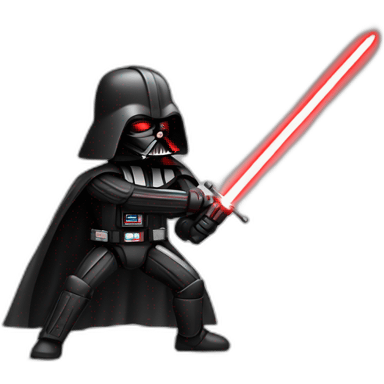 dark vador en position de combat qui tien un sabre laser rouge emoji