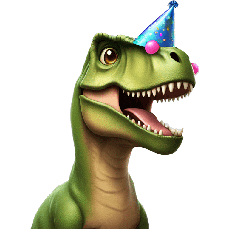 t-rex with party hat emoji