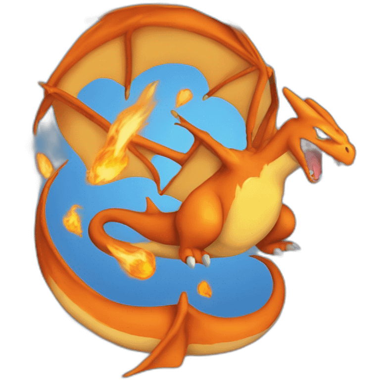 Charizard breathing blue fire emoji