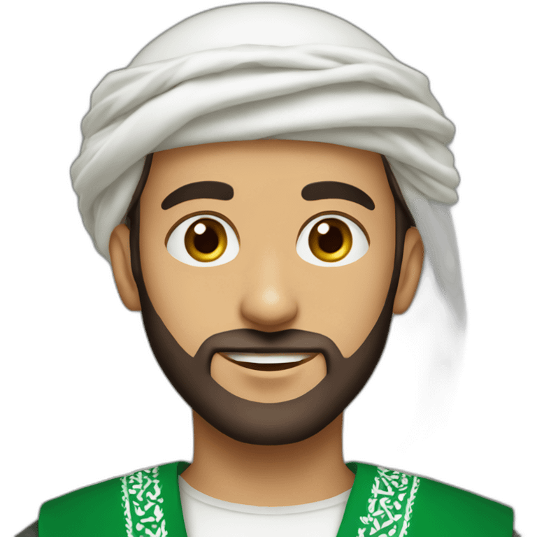 A young Arab man with a light Gulf beard wearing a Saudi shemagh emoji