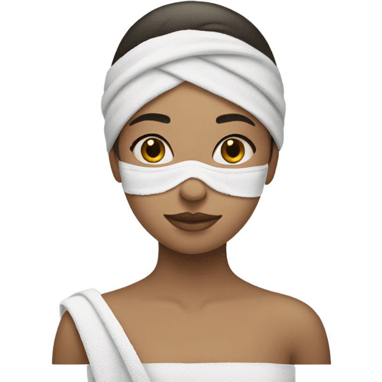 A girl with a mask on her face and a towel. emoji