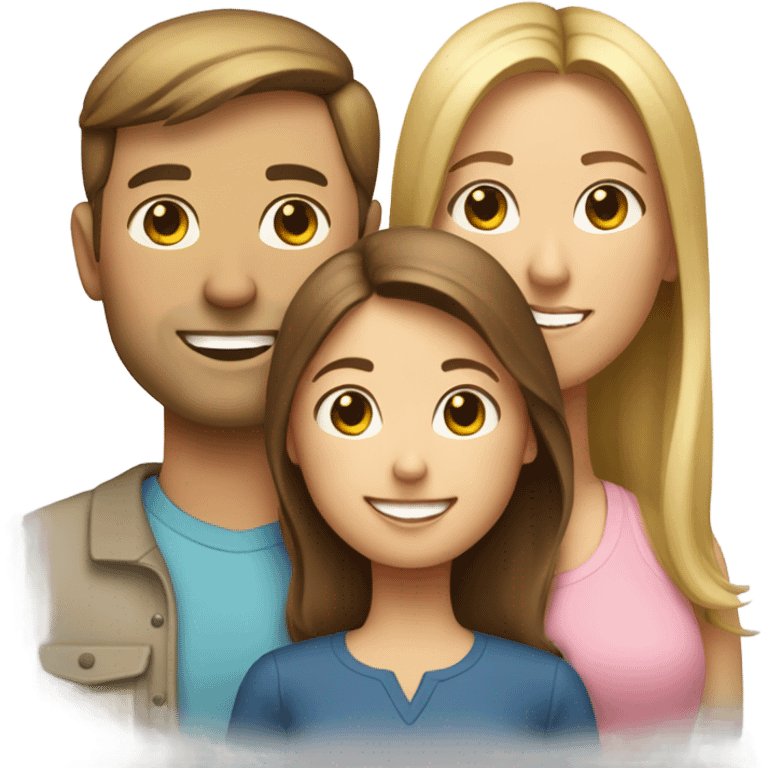 Puerto rican beard short brown hair  husband with blond long hair wife and brown long hair daughter Family  emoji