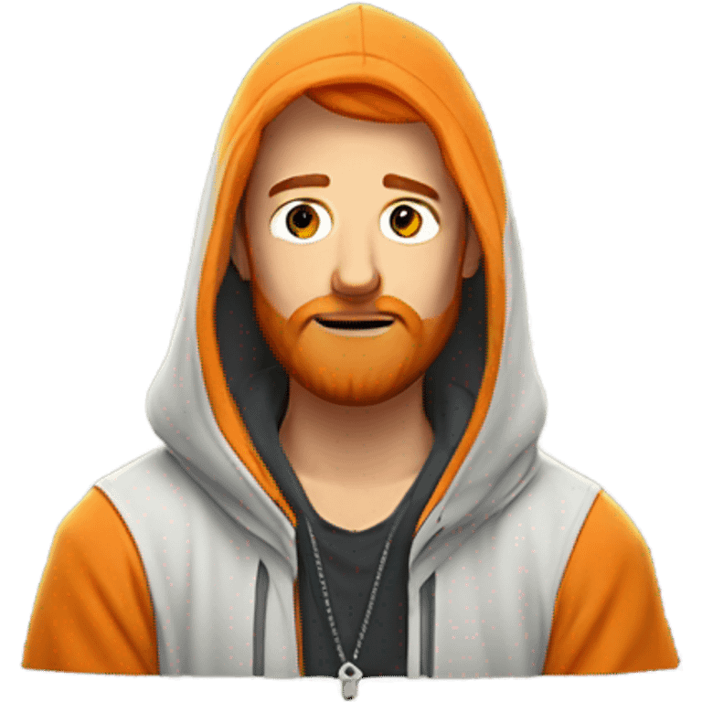 Handsome man with orange beard orange short hairs and 3 days beard wearing a hoodie while he prays emoji