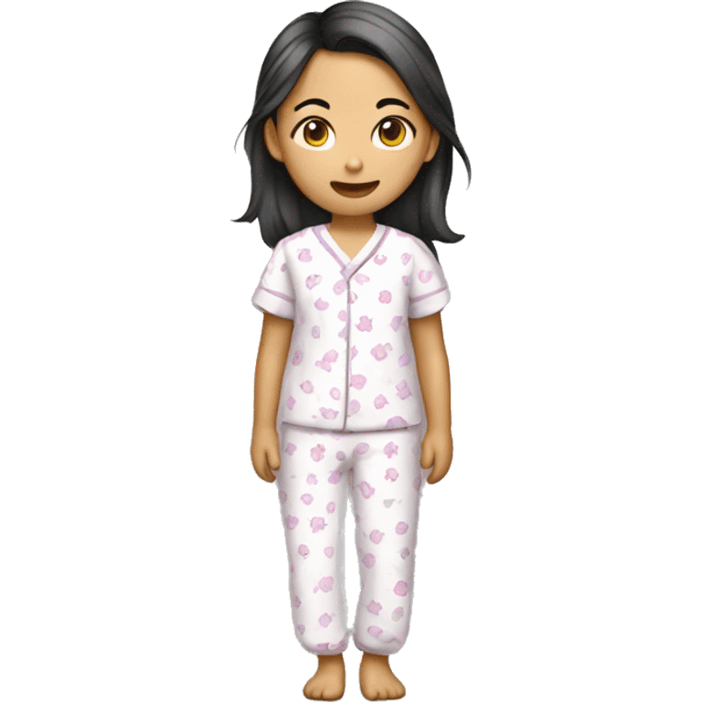 Asian girl wearing pajamas  emoji