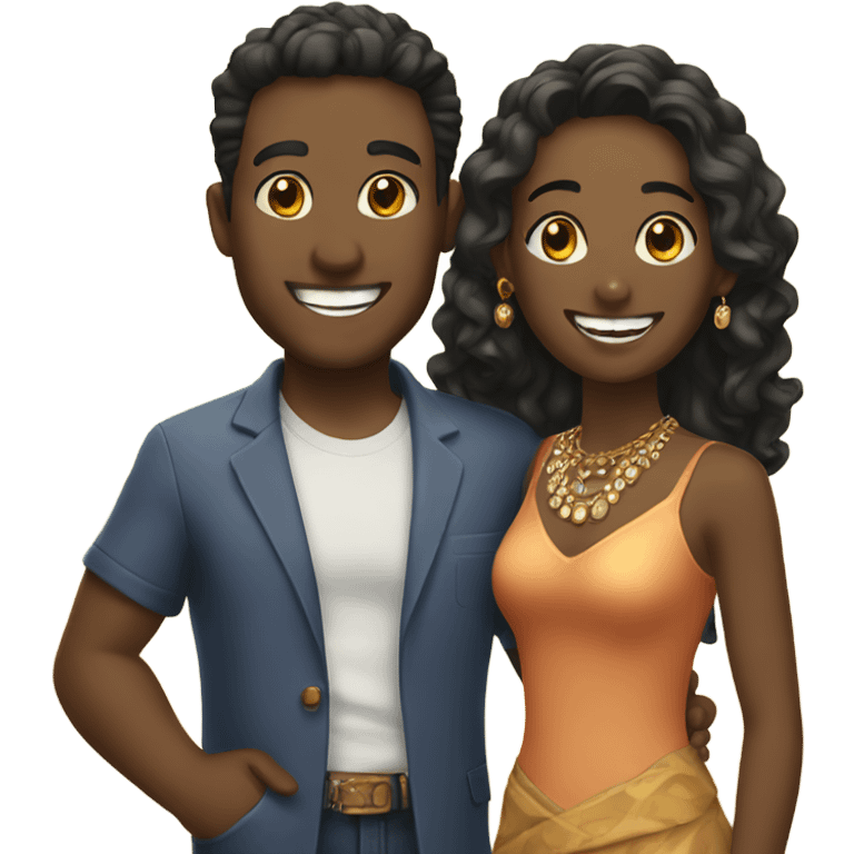 smiling couple with jewelry emoji