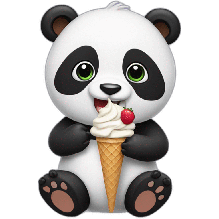 Panda eating ice cream emoji