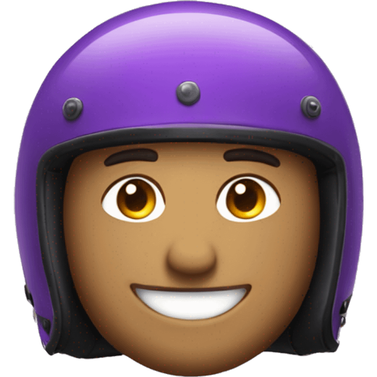 purple Motorcycle helmet with man with happy face emoji