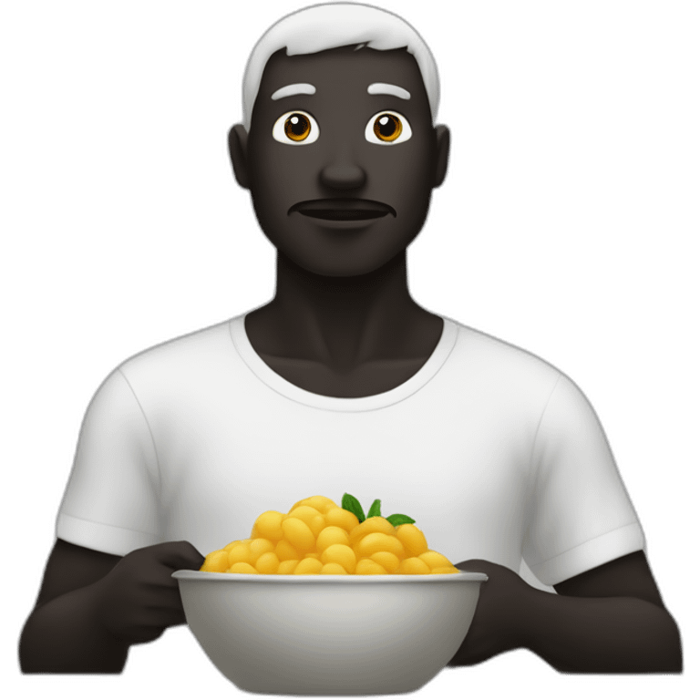 Homme noir mange pastèque dans seau blanc emoji