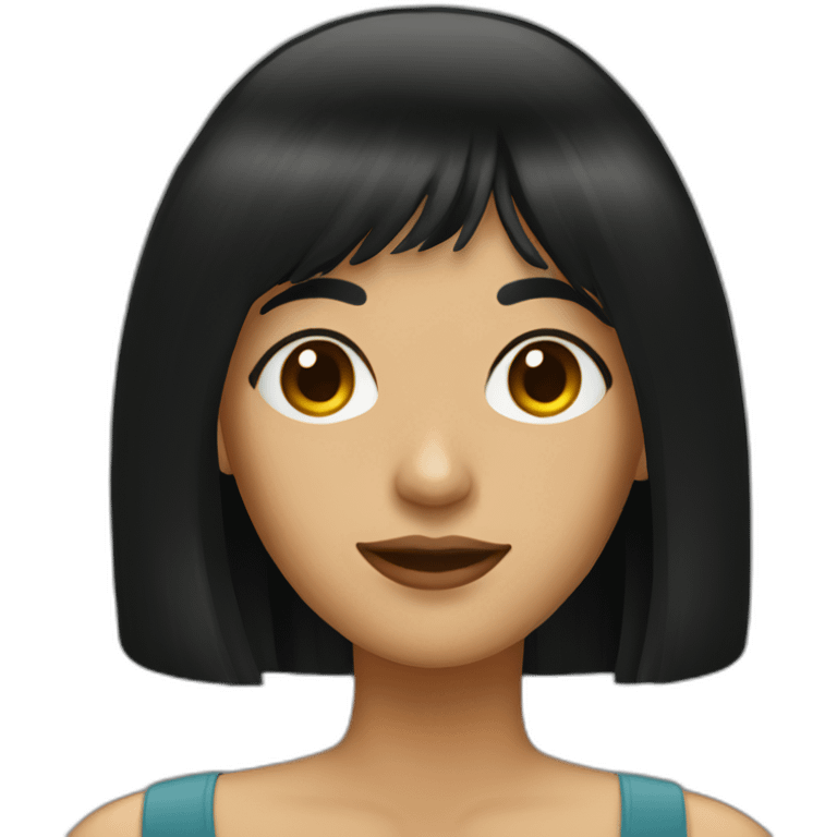 latin women with long black hair with fringe emoji