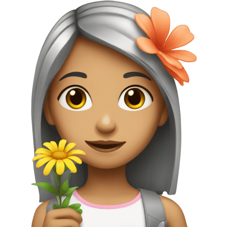 Girl with flower emoji