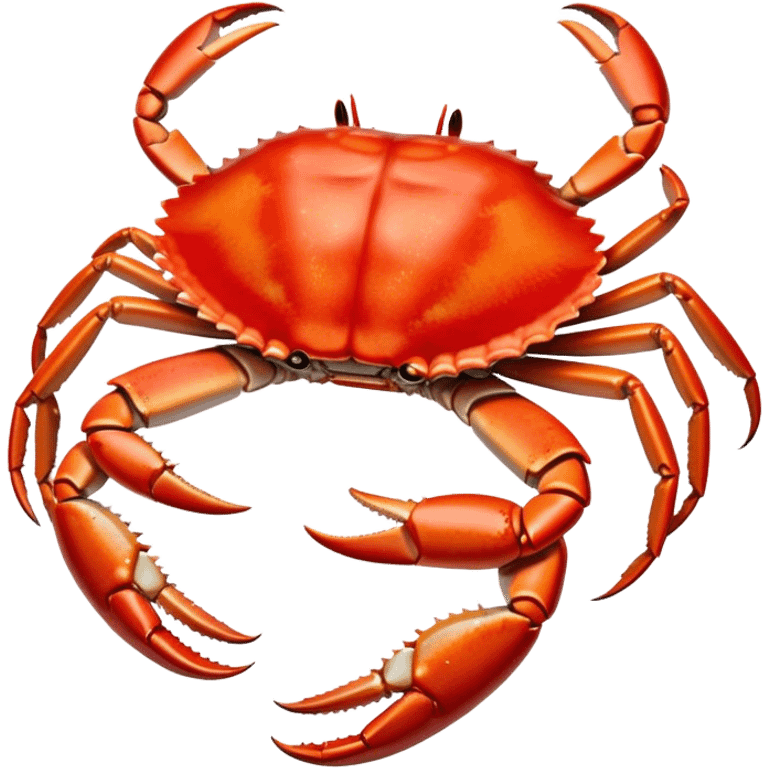 Cinematic rich crab legs, bright red shell glistening, cracked open to reveal tender white meat, warm golden highlights, detailed and delicious. emoji