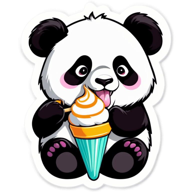 Panda eating ice cream emoji