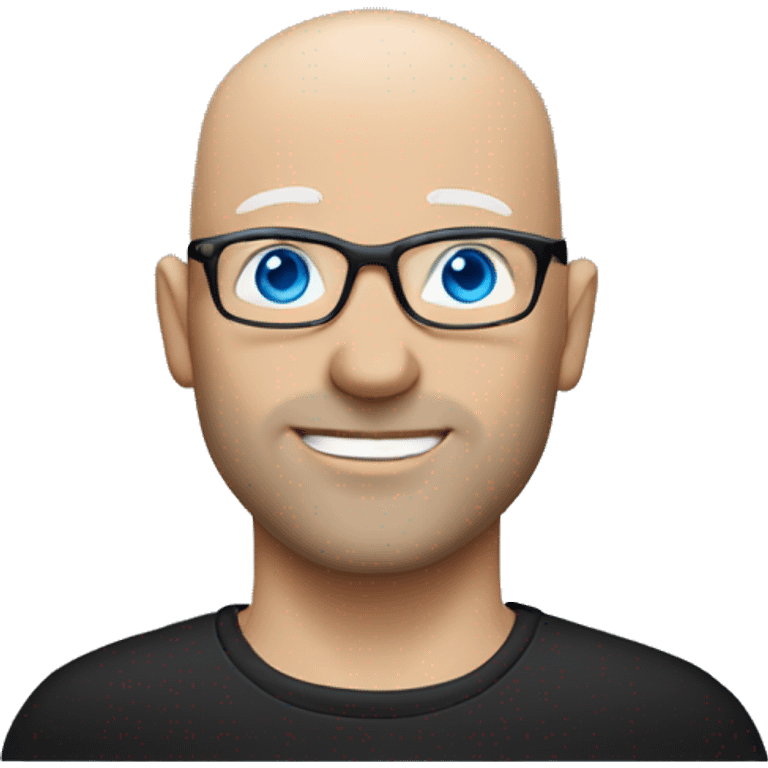 bald white man with blue eyes, stubble, glassses. black clothes emoji