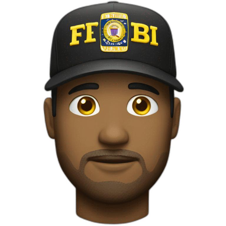 man with yellow "FBI" letters on his cap emoji