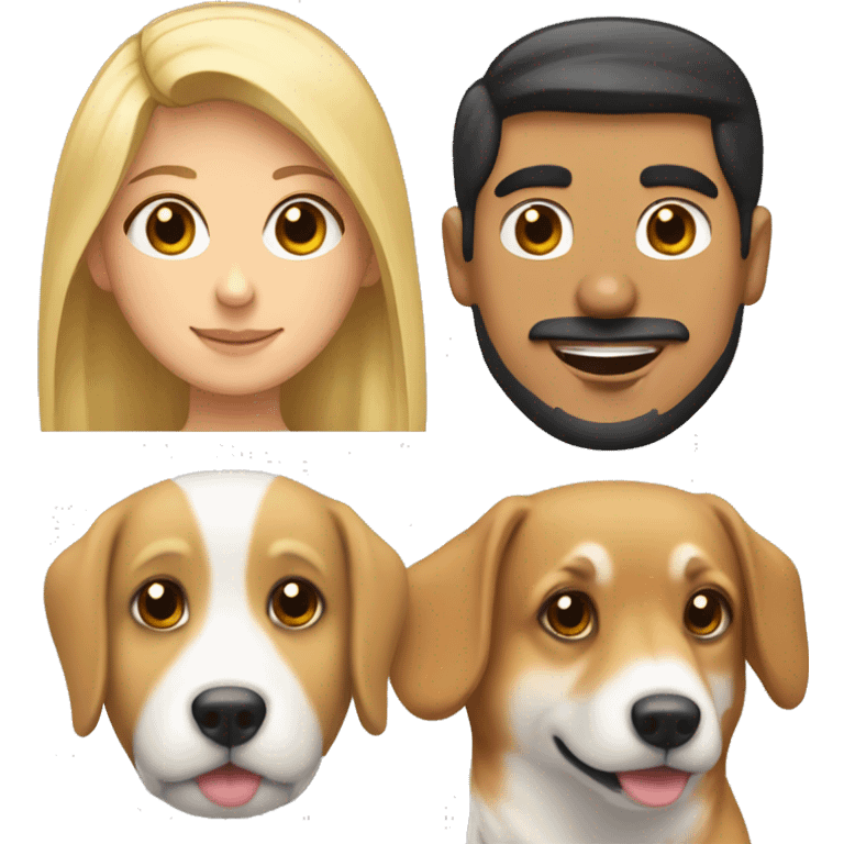 blonde girl, arab guy and corgi together emoji