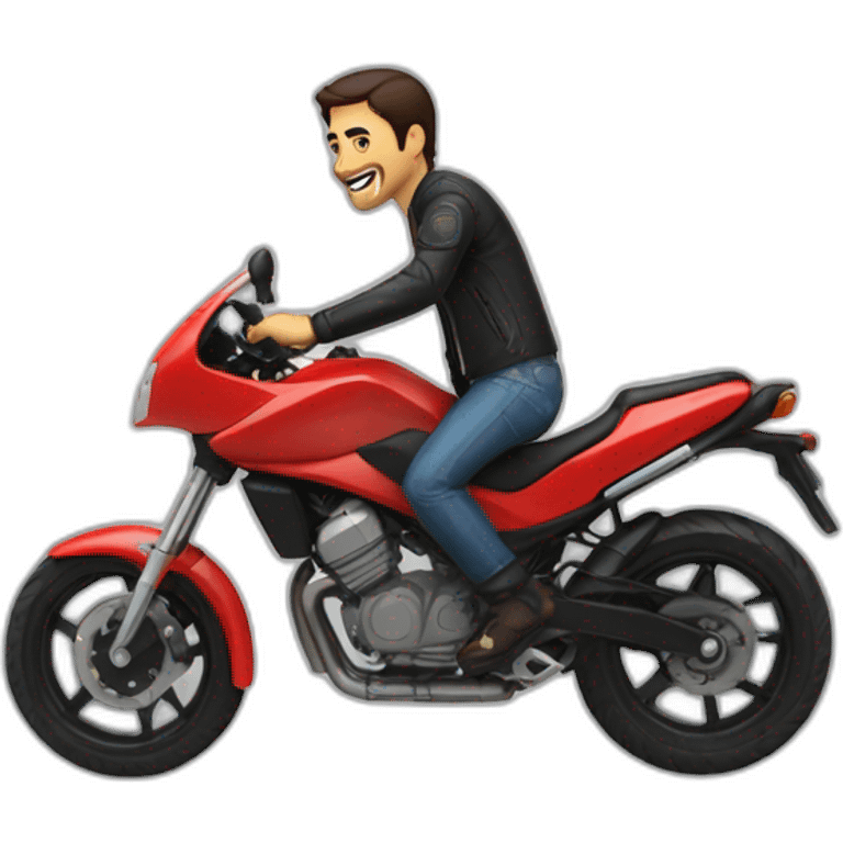 chico joven rubio subido en una moto emoji