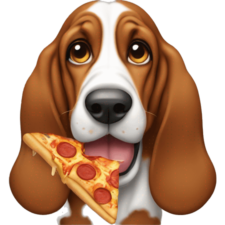 basset hound eating pizza emoji