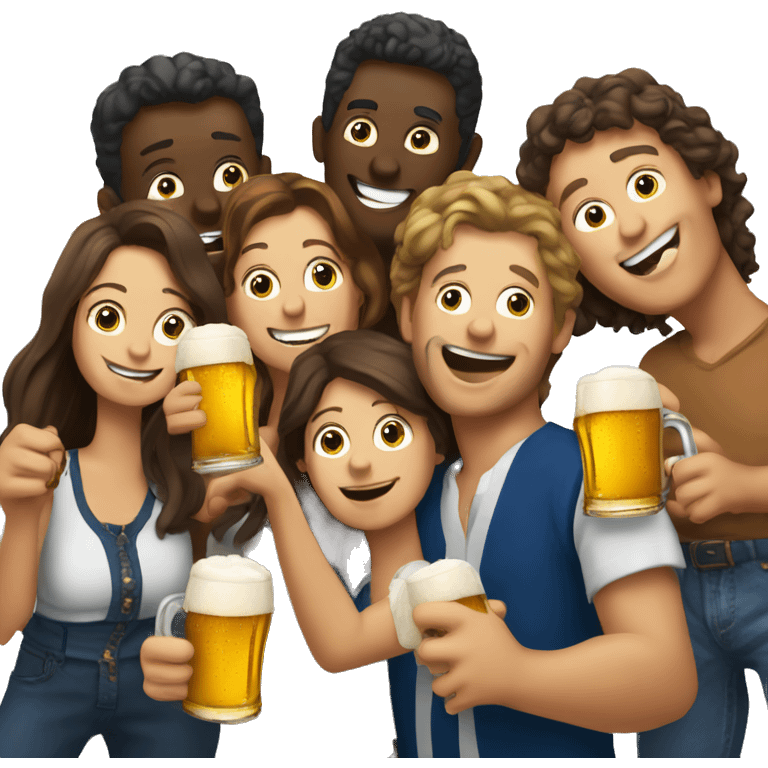 a group of friends of french people with beers emoji