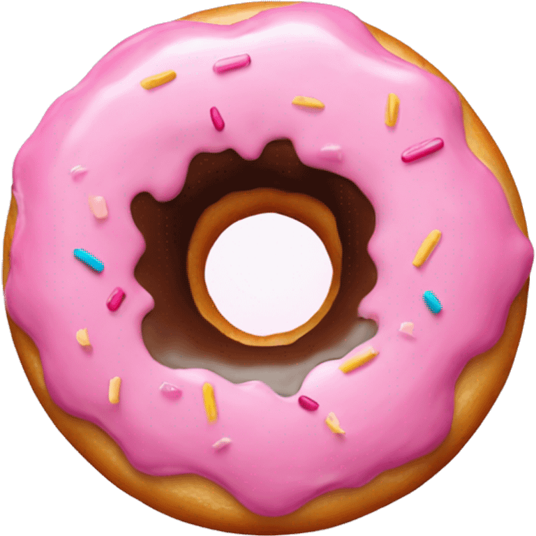 a donut with a light pink topping and no hole in the midd emoji