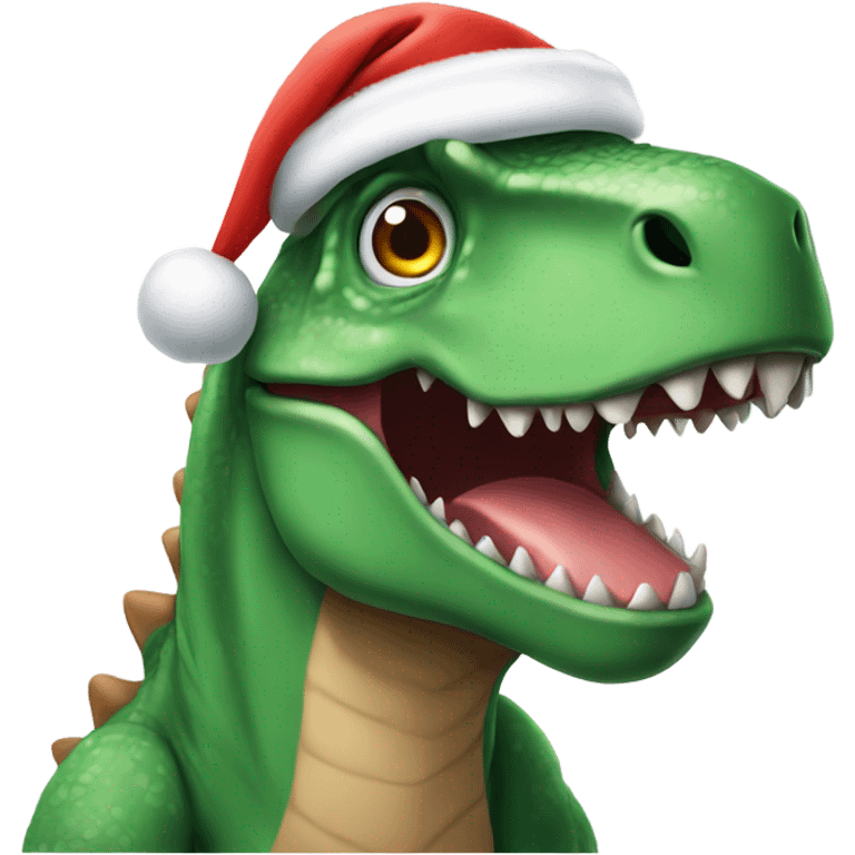 Dinosaur with santa hat emoji