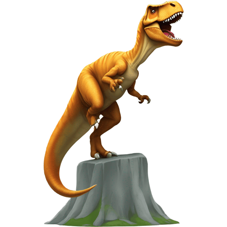 t-rex doing a 360 kickflip while dabbing emoji