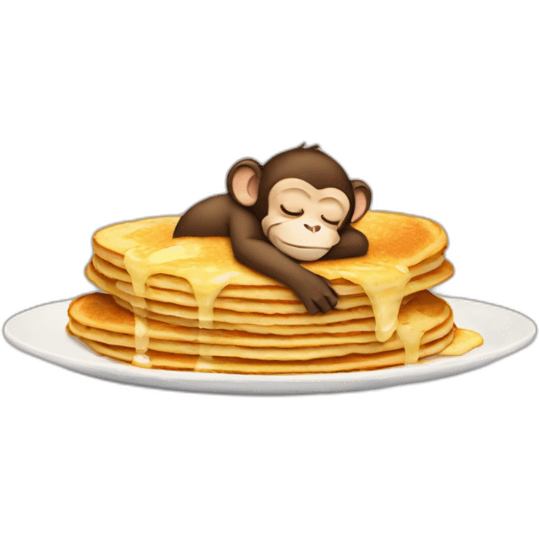 Monkey sleeping on pancakes emoji