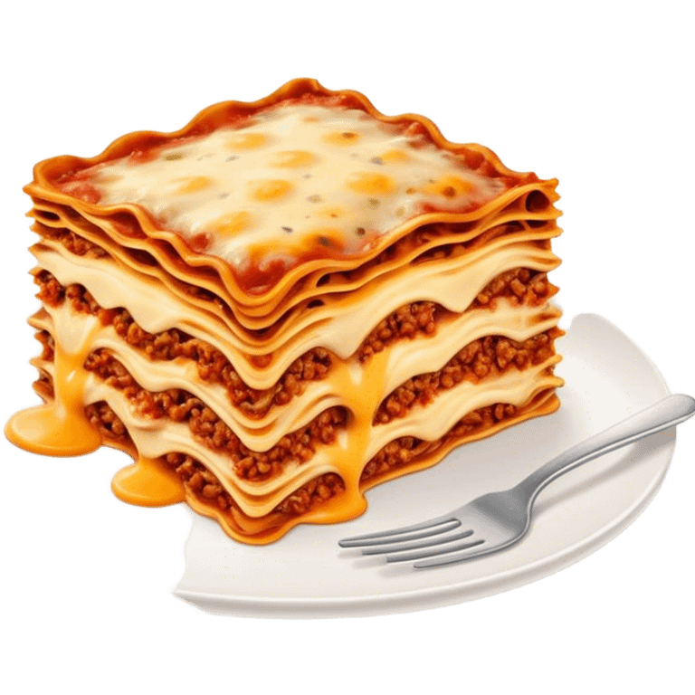 Cinematic Realistic Lasagne alla Bolognese Dish Emoji, depicted with layered pasta, rich meat sauce, and melted cheese rendered with exquisite detail and hearty, warm lighting. emoji