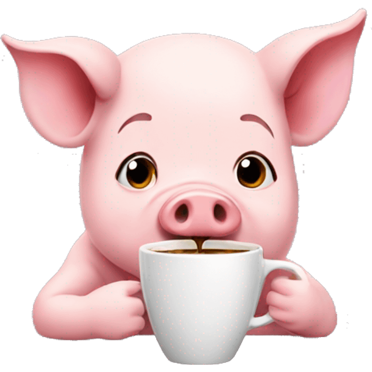 Karina the pig drinking coffee emoji