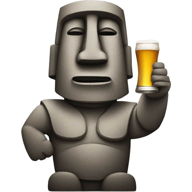 moai statue with a beer  emoji