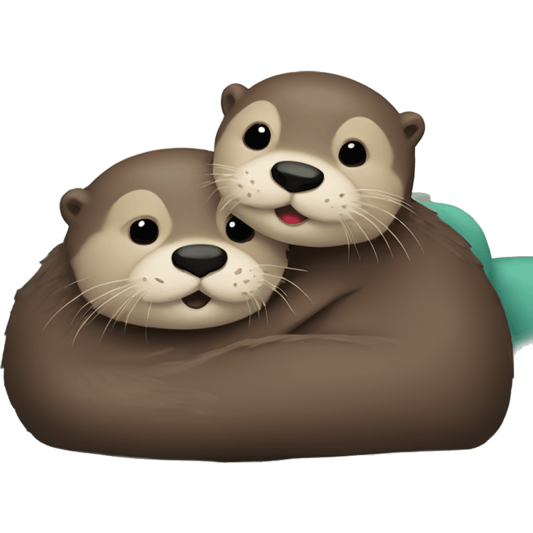 two otters cuddling on the couch emoji