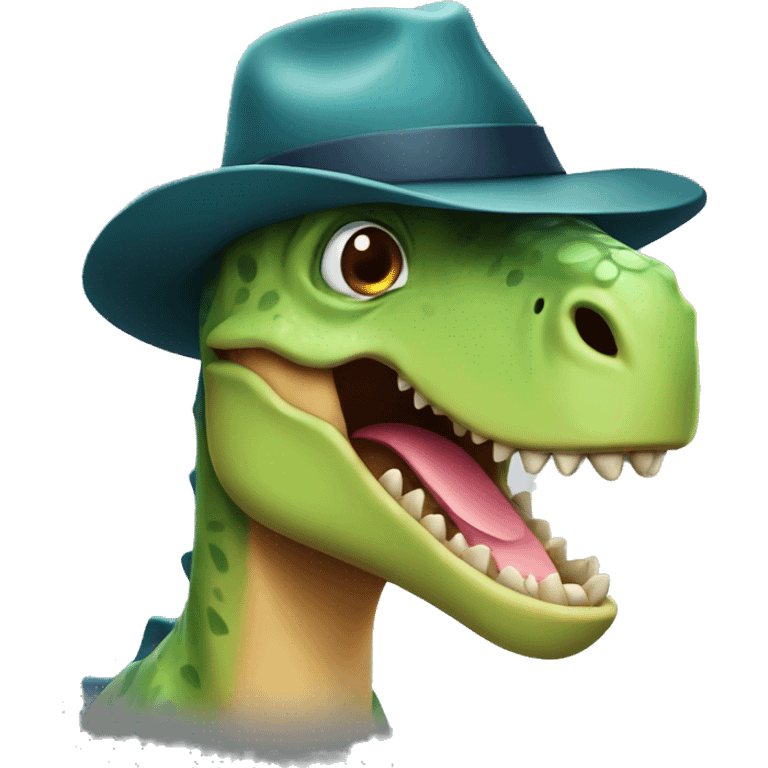 dinosaur smiling with hat on  emoji