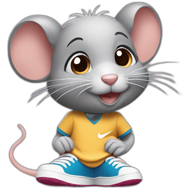 Cute rat with Nike shoes emoji