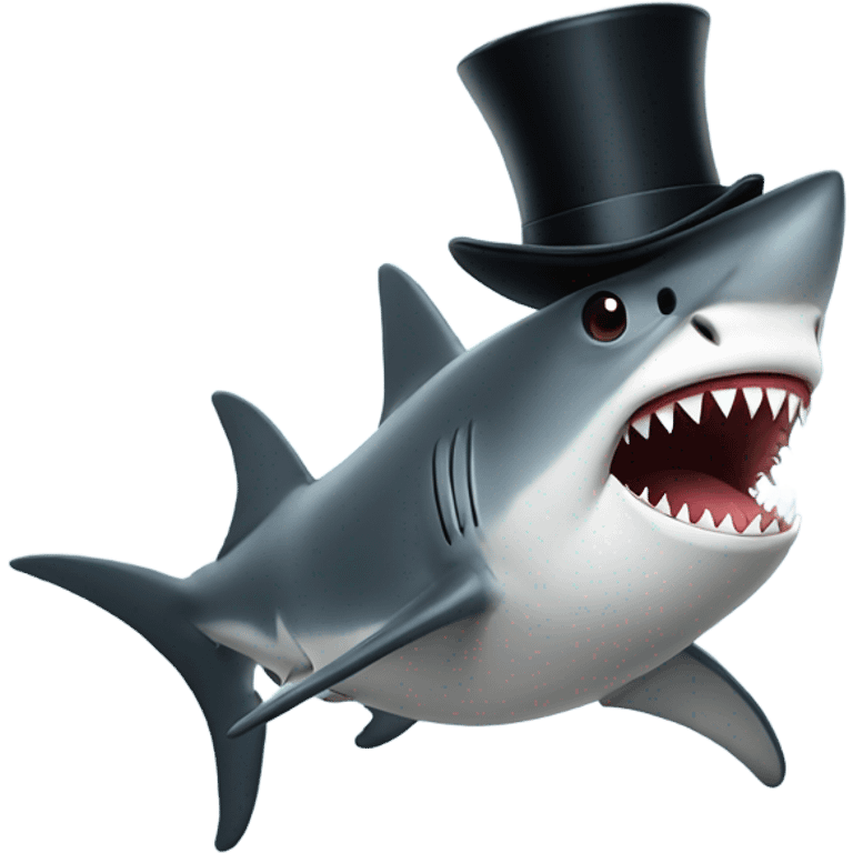 Shark with a top hat emoji