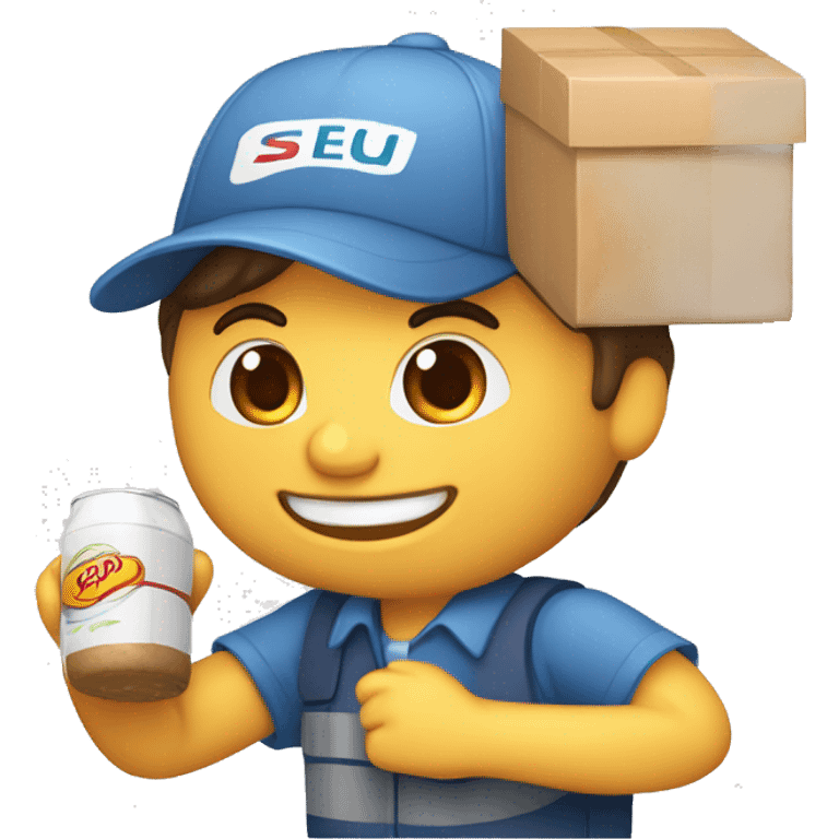 a delivery person with an order with the following text "seu pedido saiu para entrega"  emoji