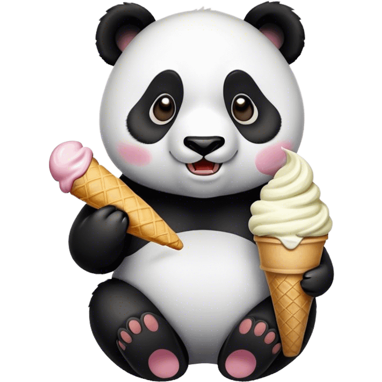 Panda eating ice cream emoji