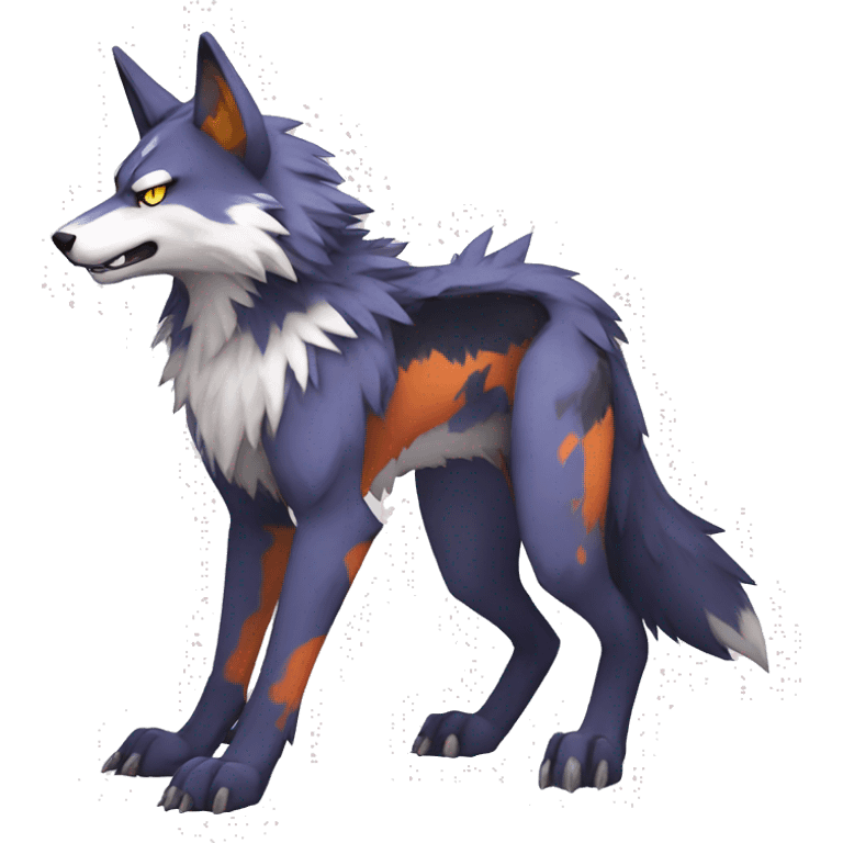  Cool Edgy Colorful Digimon-Fakemon-Wolf with edgy markings full body emoji