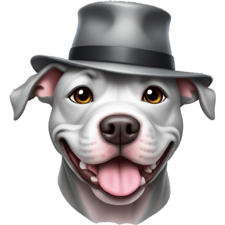 Grey Fat pit bull with a hat on  emoji