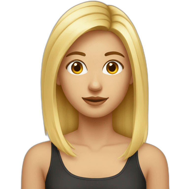 Fille blonde cheveux mi longs méchés lisses yeux marrons emoji