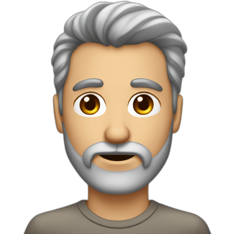 Hombre de 40 años pelo rapado y barba recortada gris con los ojos marrones y anteojos emoji