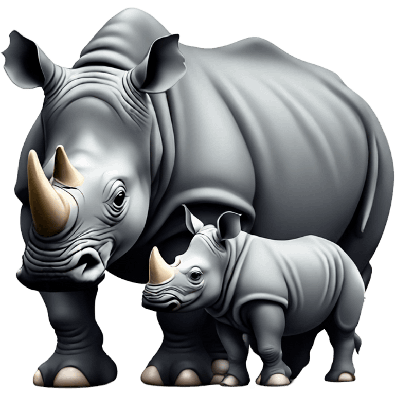 Rhinoceros mother with baby rhino calf emoji