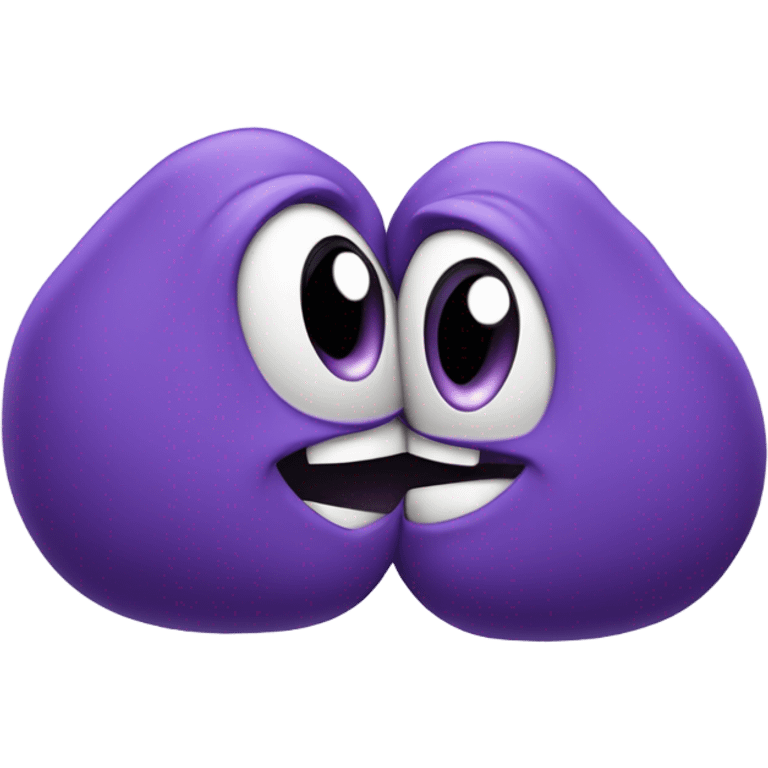 Two purple goobers locking lips emoji